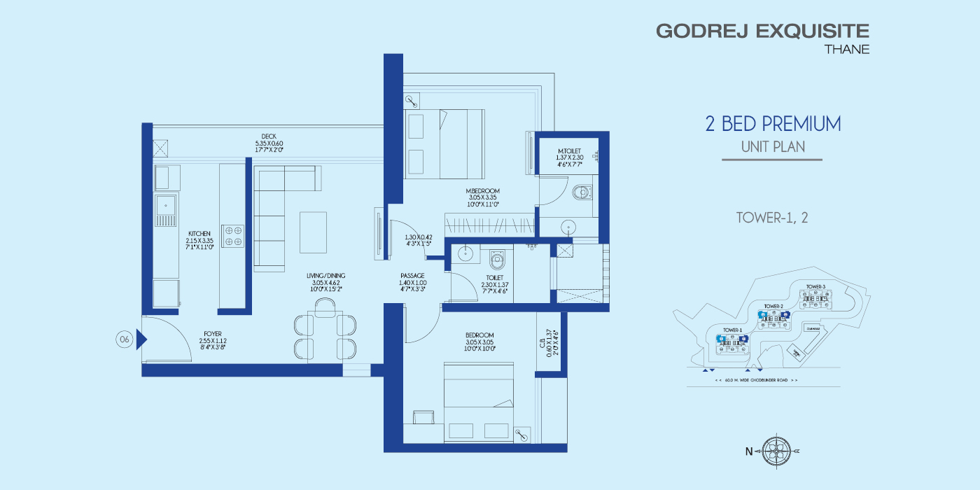 2BHK - 655 Sq ft - Unit Plan