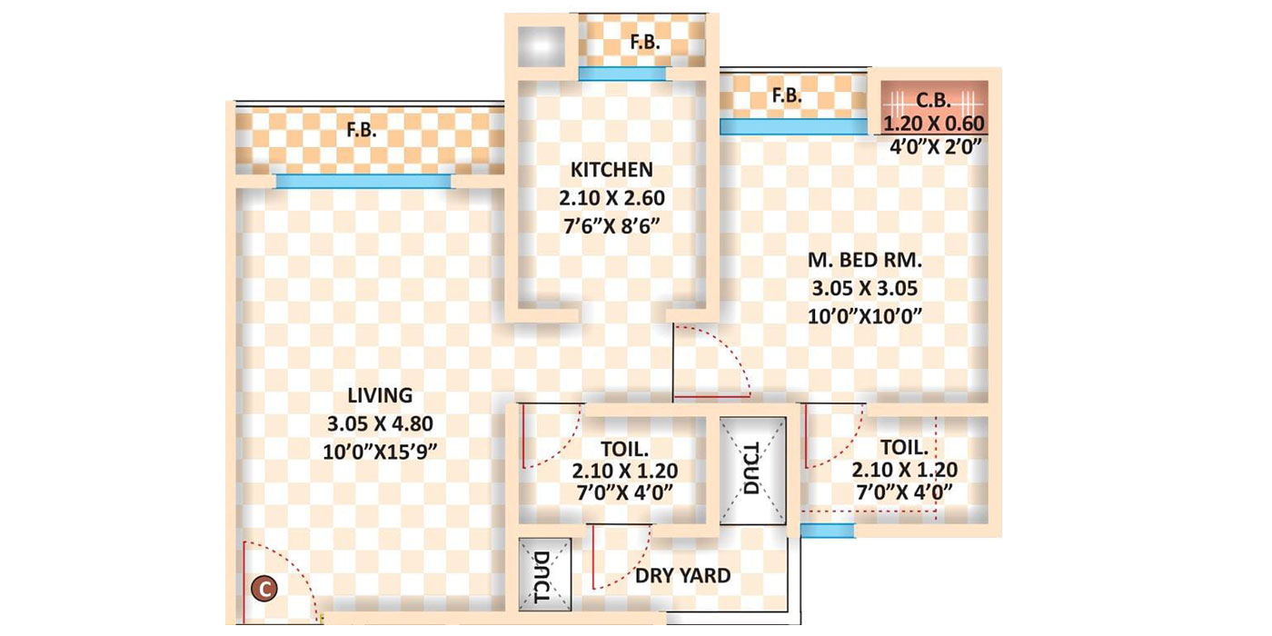 Cosmos - 1BHK -474 Sq ft - Unit Plan