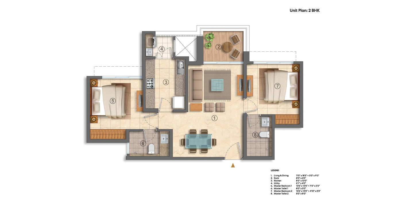 Lodha Bellavista unit plan 2 BHK