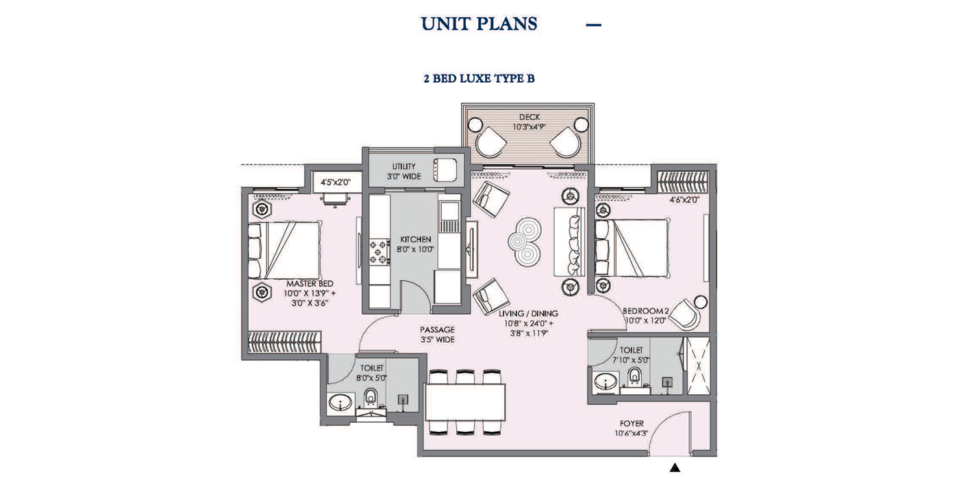 Lodha Sterling- 2BHK 902 Sq ft - Unit Plan