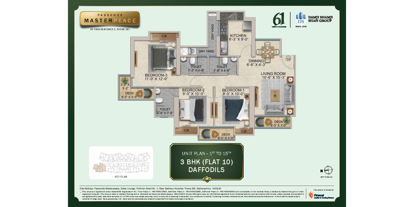 Mahavir Springs - 3BHK - 1011 Sq ft