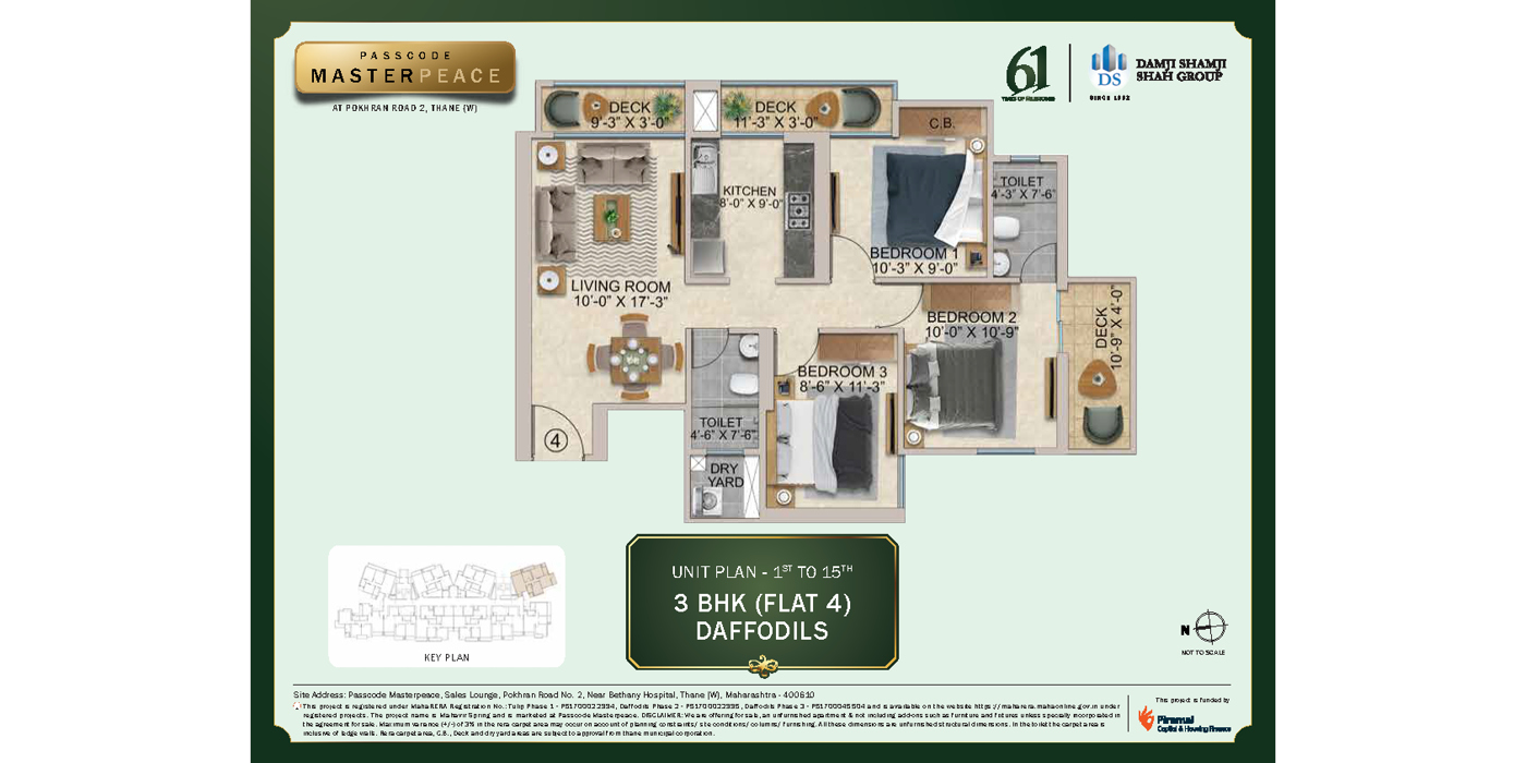 Mahavir Springs - 3BHK - 845 Sq ft