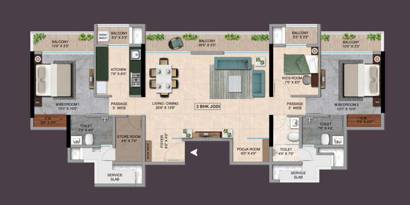 Unit Plan 3 BHKI Jodi Unit No 4&5