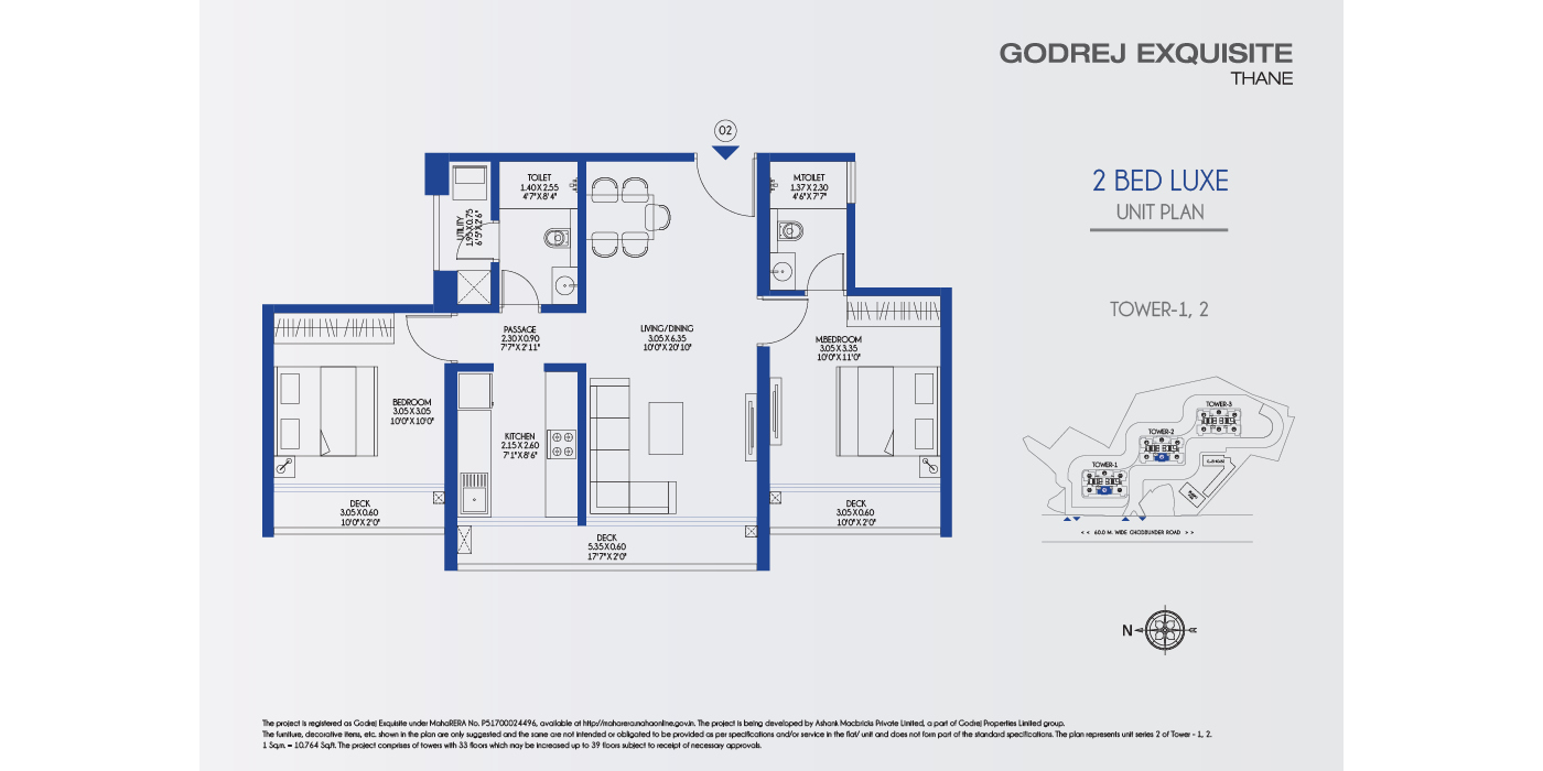 2BHK - 724 Sq ft - Unit Plan